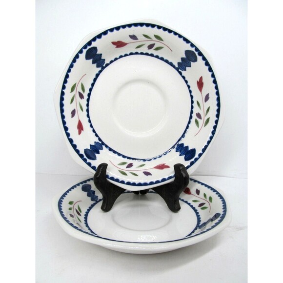 Adams Lancaster Breakfast Soup Cream Saucer Set Of 2~   6 1/4" - Picture 5 of 8